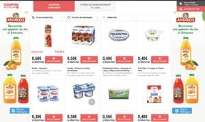 Une capture d'écran du site Web d'une épicerie présentant Coupon Network.